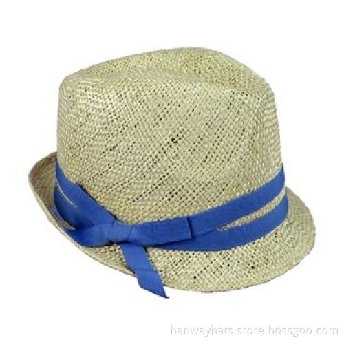Women's Fashionable Sinamay Fedora Hat or Sinamay Trilby Hat with 2 Lines GG Band and Bow